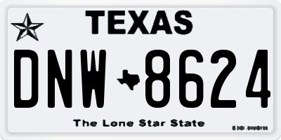 TX license plate DNW8624