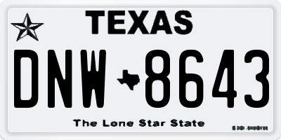 TX license plate DNW8643