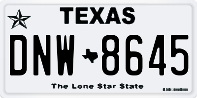 TX license plate DNW8645