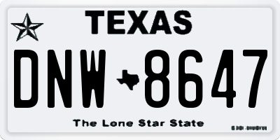 TX license plate DNW8647