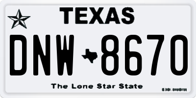 TX license plate DNW8670