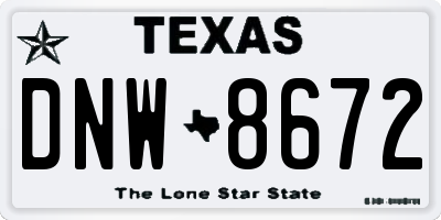 TX license plate DNW8672
