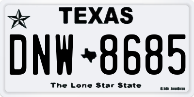 TX license plate DNW8685