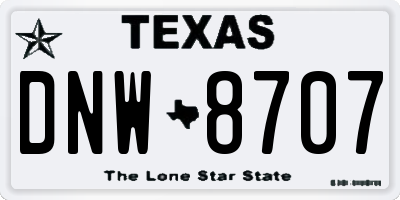 TX license plate DNW8707