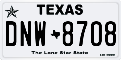TX license plate DNW8708