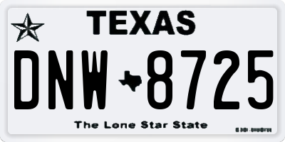 TX license plate DNW8725