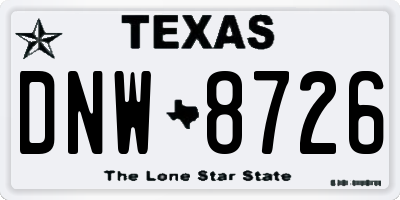 TX license plate DNW8726