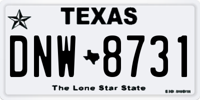 TX license plate DNW8731