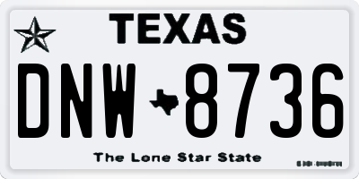 TX license plate DNW8736
