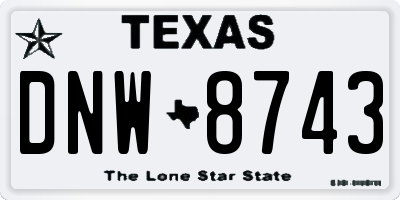 TX license plate DNW8743