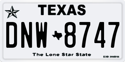 TX license plate DNW8747