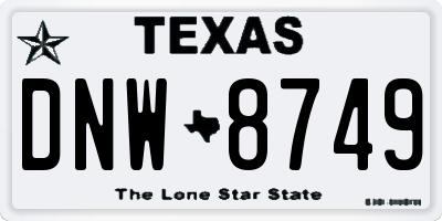 TX license plate DNW8749
