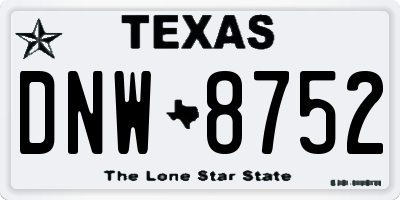 TX license plate DNW8752