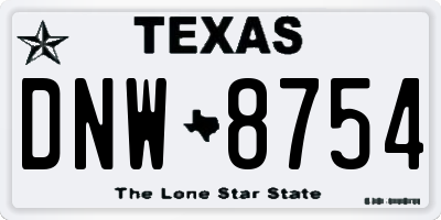 TX license plate DNW8754