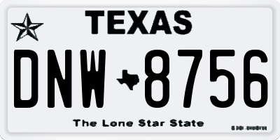 TX license plate DNW8756