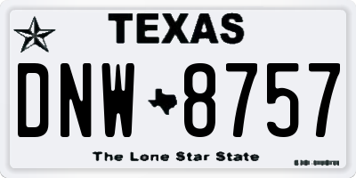 TX license plate DNW8757