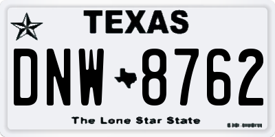 TX license plate DNW8762