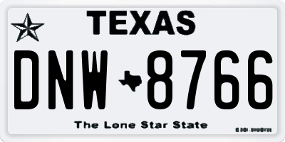 TX license plate DNW8766