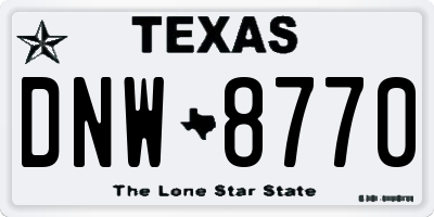 TX license plate DNW8770