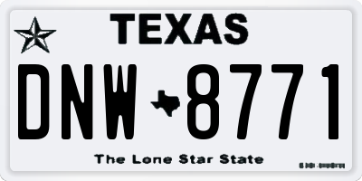 TX license plate DNW8771