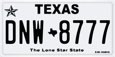TX license plate DNW8777