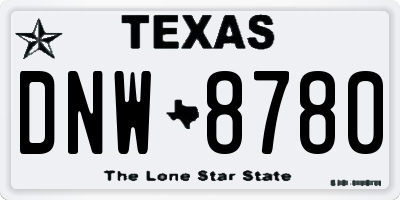 TX license plate DNW8780