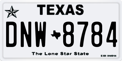 TX license plate DNW8784