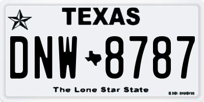 TX license plate DNW8787