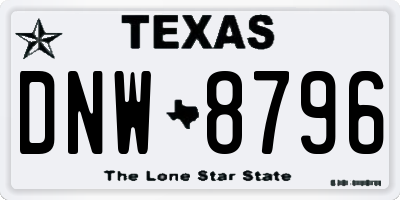 TX license plate DNW8796