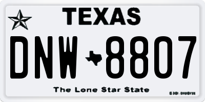 TX license plate DNW8807