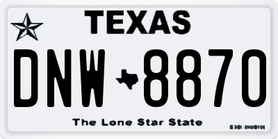 TX license plate DNW8870