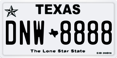 TX license plate DNW8888