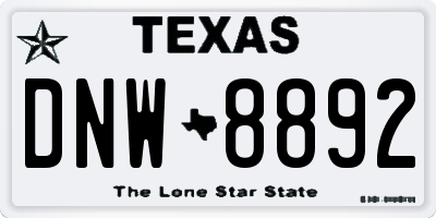 TX license plate DNW8892