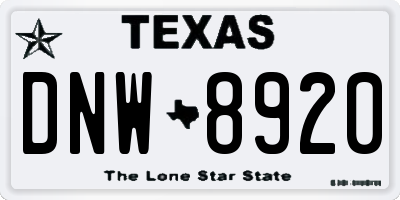 TX license plate DNW8920