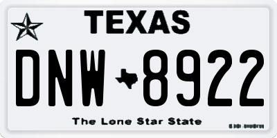 TX license plate DNW8922