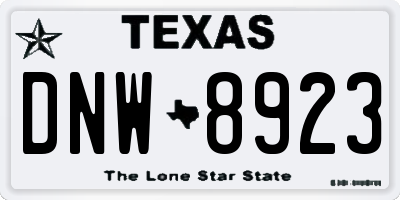 TX license plate DNW8923