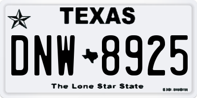 TX license plate DNW8925