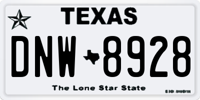 TX license plate DNW8928