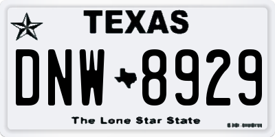TX license plate DNW8929