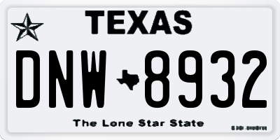 TX license plate DNW8932