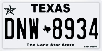 TX license plate DNW8934