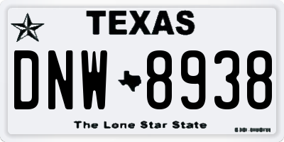 TX license plate DNW8938