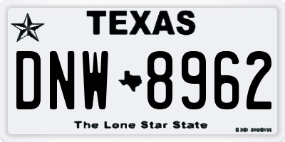 TX license plate DNW8962