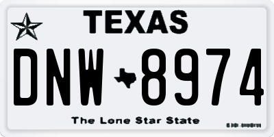 TX license plate DNW8974