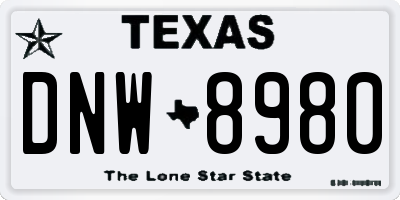 TX license plate DNW8980