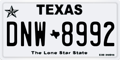TX license plate DNW8992