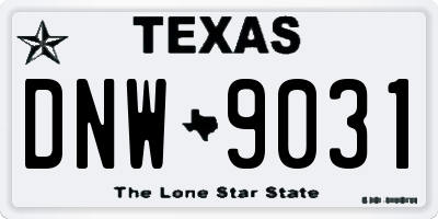 TX license plate DNW9031