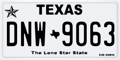 TX license plate DNW9063