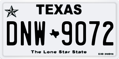 TX license plate DNW9072