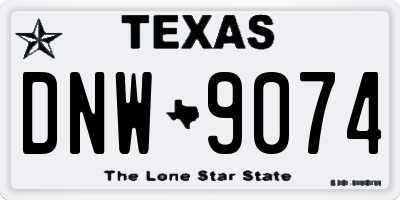 TX license plate DNW9074